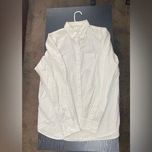 Old Navy White Button-Up Shirt with Tiny Navy Dot Print
